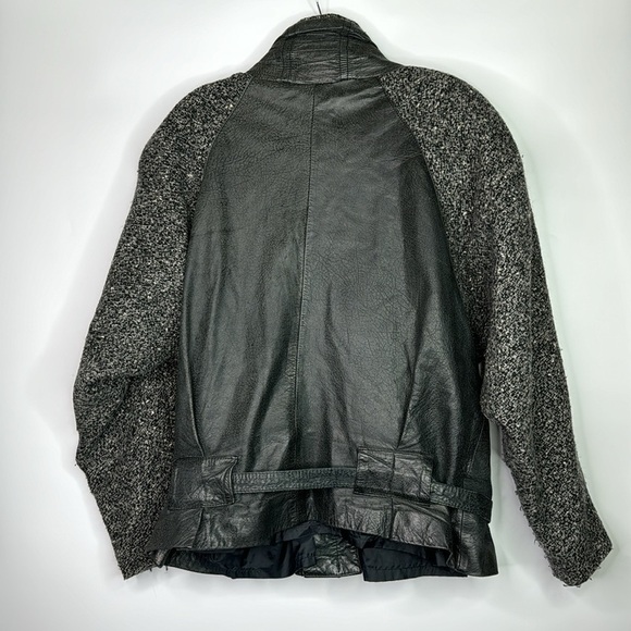 Vintage Winlit Grey Black Wool Leather Jacket Size 11/12 - Picture 5 of 12
